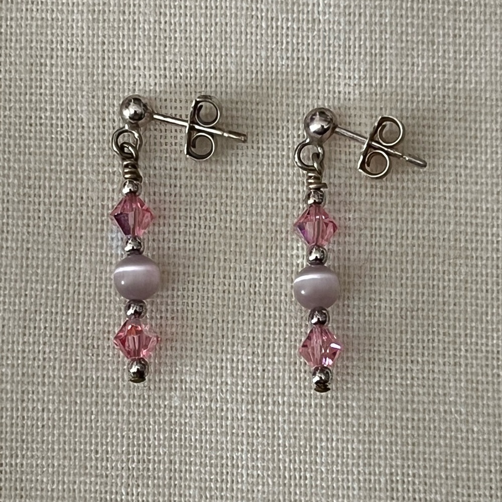 Elegant Pink and Silver Dangle Earrings